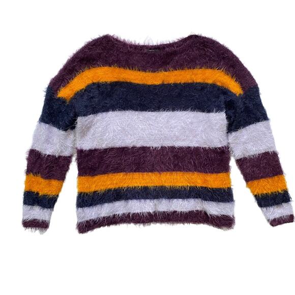 Asos ONLY Brand Cropped Striped Fuzzy Eyelash Sweater Small - Picture 4 of 5